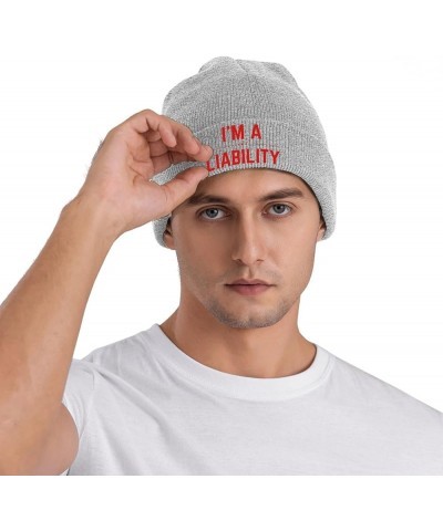 I'm A Liability Beanie Unisex Knit Hat Women Men Gift Winter Warm Cap Gray $13.19 Skullies & Beanies