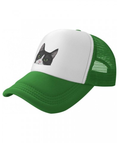 Black White Tuxedo Cat Baseball Hats for Men Adjustable Gift for Women Trucker Cap Green $10.30 Baseball Caps