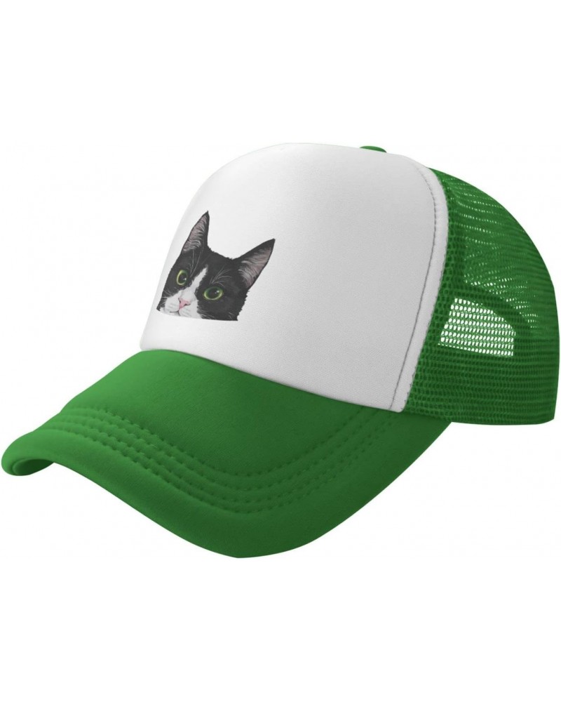 Black White Tuxedo Cat Baseball Hats for Men Adjustable Gift for Women Trucker Cap Green $10.30 Baseball Caps