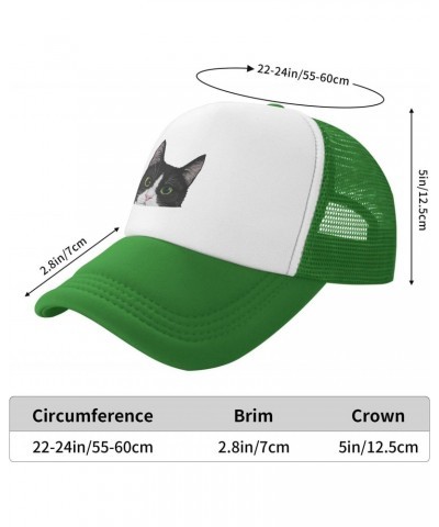 Black White Tuxedo Cat Baseball Hats for Men Adjustable Gift for Women Trucker Cap Green $10.30 Baseball Caps