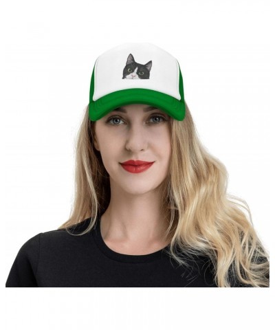 Black White Tuxedo Cat Baseball Hats for Men Adjustable Gift for Women Trucker Cap Green $10.30 Baseball Caps