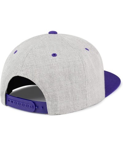 Elephant Embroidered Yupoong Flat Bill 6 Panel Snapback Hat Zoo Light Heather/Purple $16.49 Baseball Caps