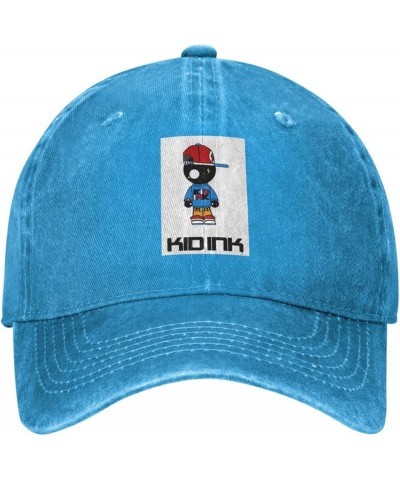 Kid Music Ink Hats for Men Women, Classic Adjustable Mesh Washed Denim Baseball Cap Hat Black Blue $9.65 Baseball Caps