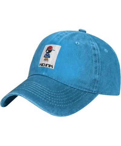 Kid Music Ink Hats for Men Women, Classic Adjustable Mesh Washed Denim Baseball Cap Hat Black Blue $9.65 Baseball Caps