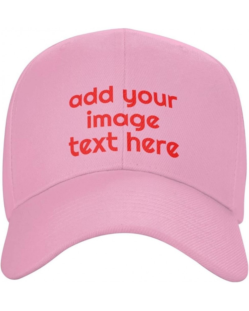 Custom Hat Add Your Own Photo Logo Picture Design Your Personalized Baseball Hats Pink $6.94 Baseball Caps