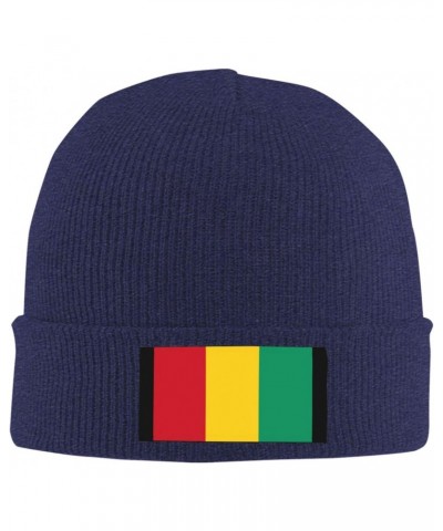 Guinea Flag Cozy Knitted Beanie Hat - Stylish Winter Headwear Acrylic Ideal for All Ages Navy Blue $14.65 Skullies & Beanies