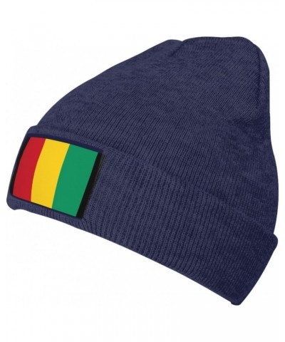 Guinea Flag Cozy Knitted Beanie Hat - Stylish Winter Headwear Acrylic Ideal for All Ages Navy Blue $14.65 Skullies & Beanies