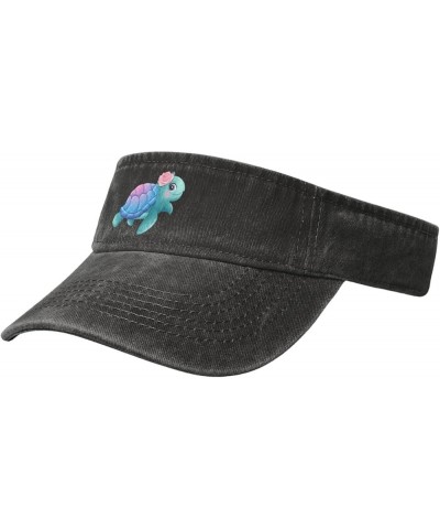 Cute Little Turtles Sun Visor Hats for Women Men Adjustable Sports Sun Hats Golf Cap Black $10.84 Visors