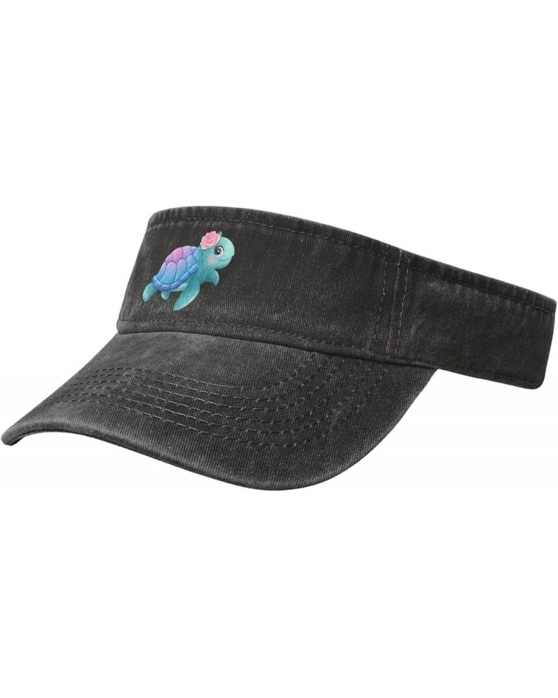 Cute Little Turtles Sun Visor Hats for Women Men Adjustable Sports Sun Hats Golf Cap Black $10.84 Visors