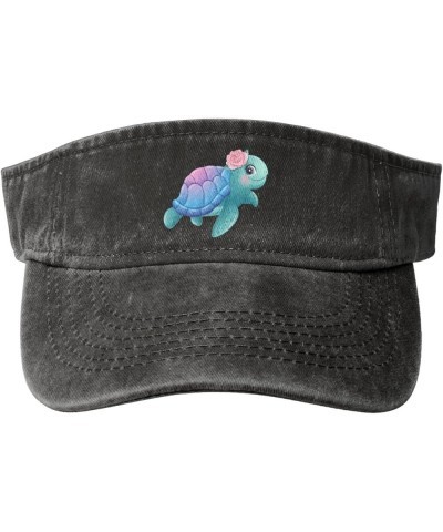 Cute Little Turtles Sun Visor Hats for Women Men Adjustable Sports Sun Hats Golf Cap Black $10.84 Visors