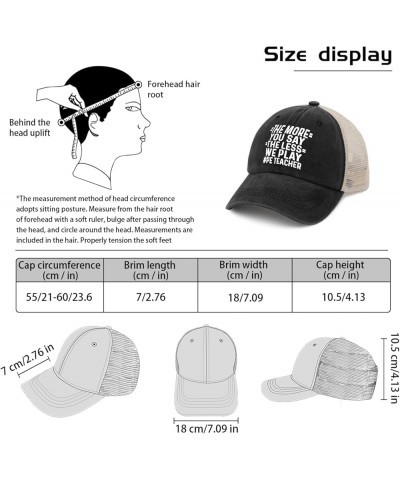 The More You Say The Less We Play PE Teacher Trucker Hat Women Vintage Mesh Baseball Cap for Summer Black $8.84 Baseball Caps