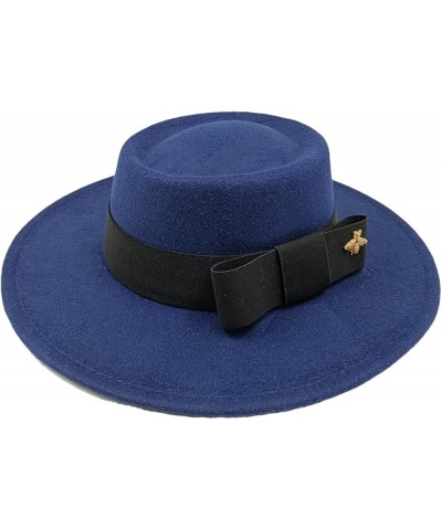 Men's and Women's Winter Fedora Hat Round Bumpy Surface Flat Top Bow Tie Elastic Band Jazz Hat 21 $20.33 Fedoras