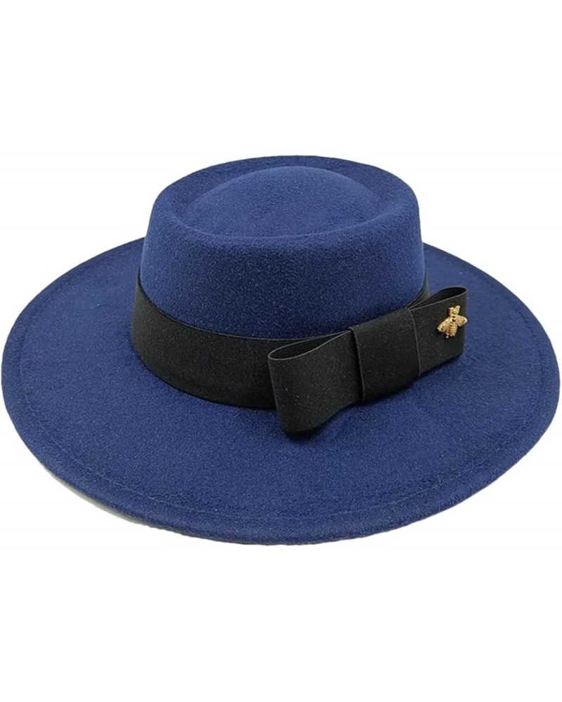 Men's and Women's Winter Fedora Hat Round Bumpy Surface Flat Top Bow Tie Elastic Band Jazz Hat 21 $20.33 Fedoras