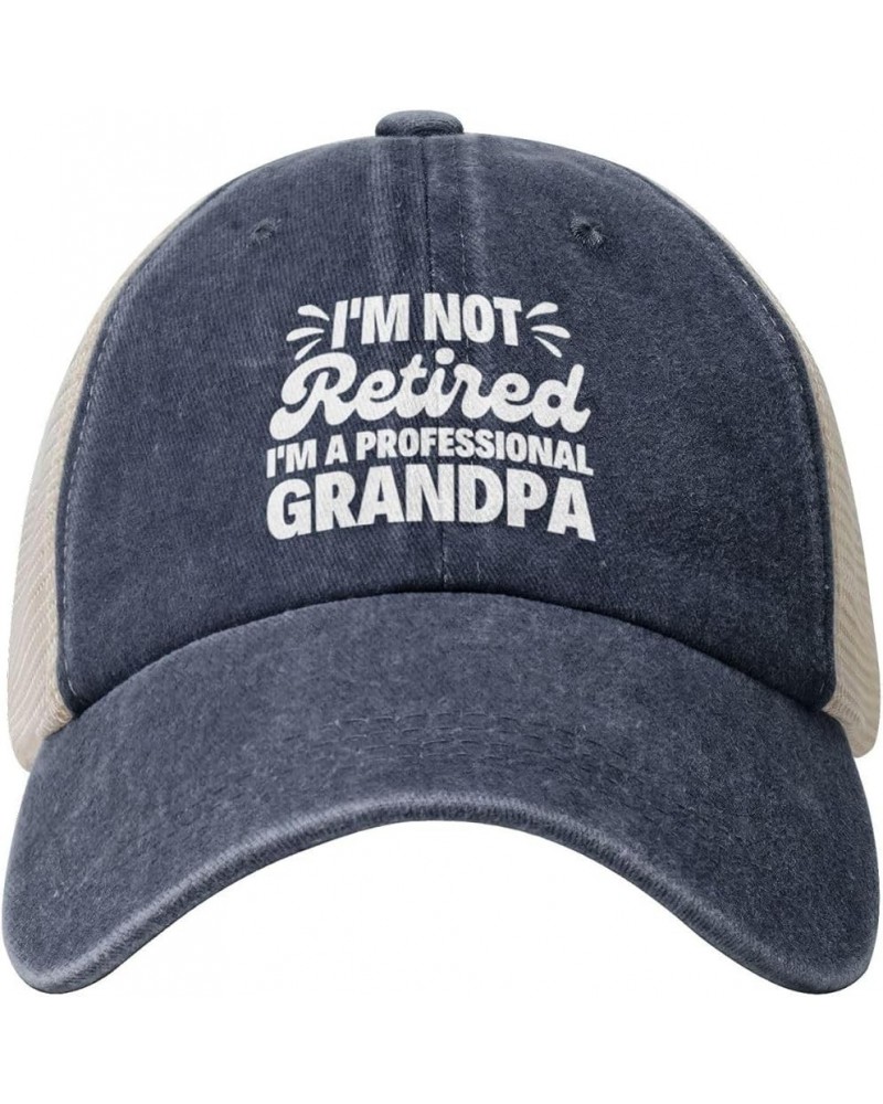 I'm Not Retired I'm A Professional Grandpa Retirement 2024 Cowboy Hat Vintage Mesh Baseball Cap Adult Dad Hat Black Navy Blue...