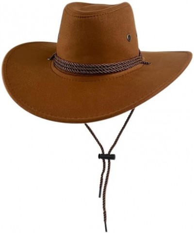 Western Suede Cowboy Hat Male and Female Ethnic Style Retro Knight Top Hat British Style Jazz Hat Brown $61.23 Cowboy Hats