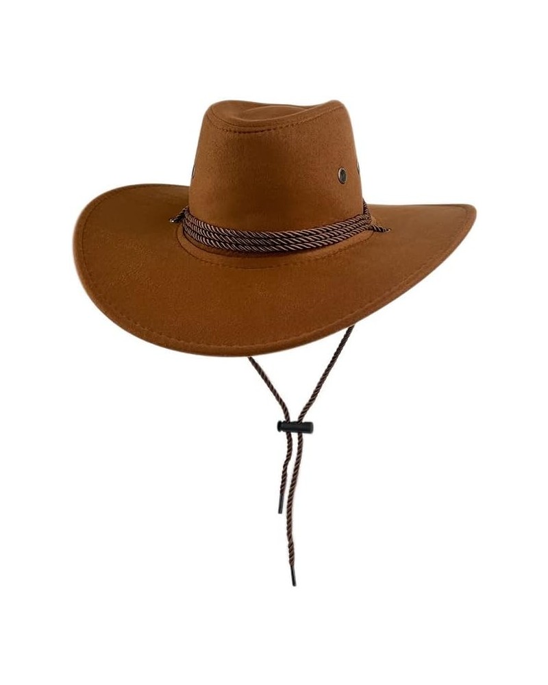 Western Suede Cowboy Hat Male and Female Ethnic Style Retro Knight Top Hat British Style Jazz Hat Brown $61.23 Cowboy Hats