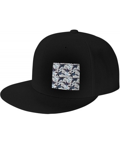 Killer Whale Print Four Seasons Baseball Cap Adjustable Stylish Hip Hop Hat Outdoor Sports Cap Sunhat Black $14.17 Baseball Caps