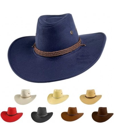 Western Suede Cowboy Hat Male and Female Ethnic Style Retro Knight Top Hat British Style Jazz Hat Brown $61.23 Cowboy Hats