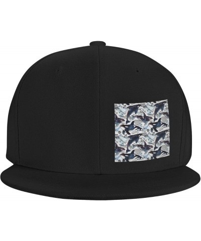 Killer Whale Print Four Seasons Baseball Cap Adjustable Stylish Hip Hop Hat Outdoor Sports Cap Sunhat Black $14.17 Baseball Caps