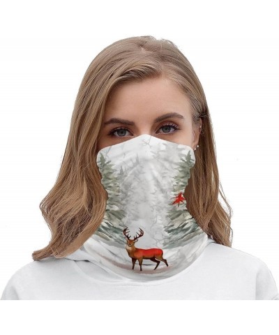 Forest Christmas Snowy Scene Deer Crested Bird Face Scarf Head Wraps Headwear Bandana Headband Balaclava Neck Gaiter Style $9...