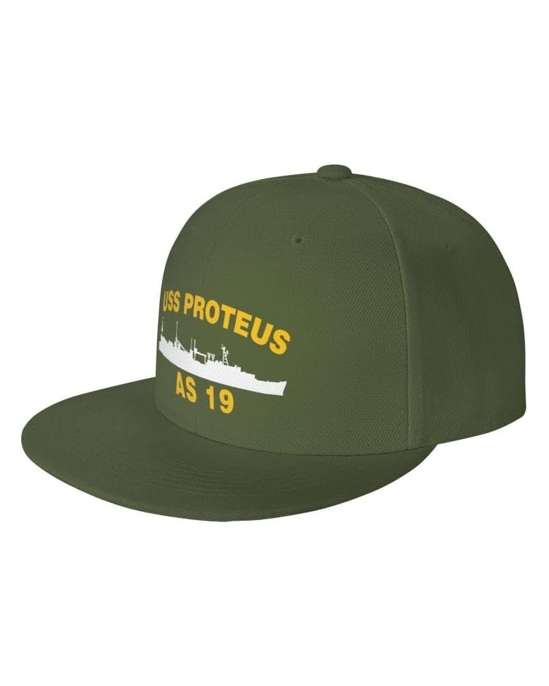 USS Proteus AS 19 Flag-Trucker Hats Denim Hats Cowboy Knit hat Baseball Caps Fisherman's hat Moss Green $12.43 Baseball Caps