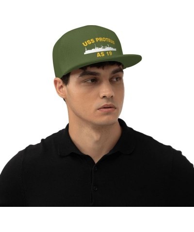 USS Proteus AS 19 Flag-Trucker Hats Denim Hats Cowboy Knit hat Baseball Caps Fisherman's hat Moss Green $12.43 Baseball Caps