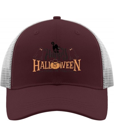 Halloween Pumpkin Trick Treat Ghost cat Sun hat Hunting hat Apricot Custom hat Gifts for Dad Golf Caps Chestnut Red $9.98 Sun...