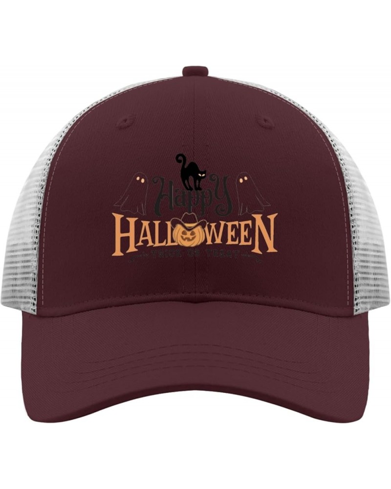 Halloween Pumpkin Trick Treat Ghost cat Sun hat Hunting hat Apricot Custom hat Gifts for Dad Golf Caps Chestnut Red $9.98 Sun...