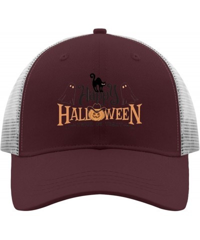 Halloween Pumpkin Trick Treat Ghost cat Sun hat Hunting hat Apricot Custom hat Gifts for Dad Golf Caps Chestnut Red $9.98 Sun...