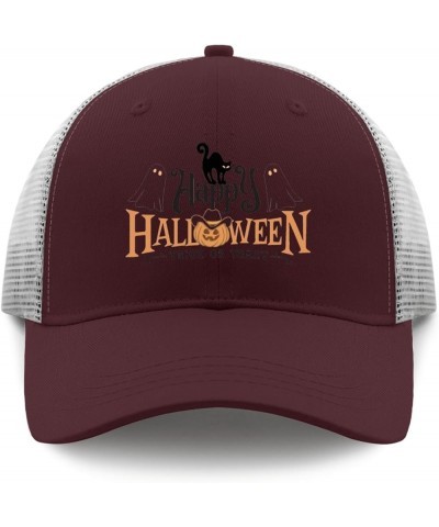 Halloween Pumpkin Trick Treat Ghost cat Sun hat Hunting hat Apricot Custom hat Gifts for Dad Golf Caps Chestnut Red $9.98 Sun...