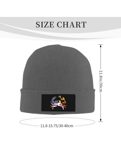 Winter Knit Hat Cap for Men Women, America Maryland Flag Crab Unisex Beanie Hat Cuffed Skull Cap Warm Ski Hats Black Deep Hea...