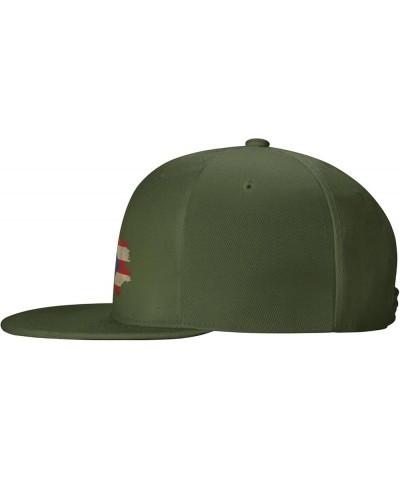 Retro Puerto Rico Flag Hat Flat Bill Hat Snapback Hats for Men Baseball Cap Moss Green $10.28 Baseball Caps