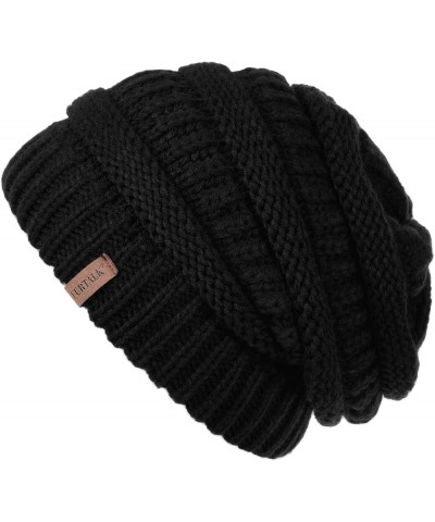 Womens Winter Slouchy Beanie Hat Knit Warm Winter Hats for Women Soft Stretch Ski Cap Ladies Beanies 01-black $10.79 Skullies...