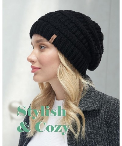 Womens Winter Slouchy Beanie Hat Knit Warm Winter Hats for Women Soft Stretch Ski Cap Ladies Beanies 01-black $10.79 Skullies...