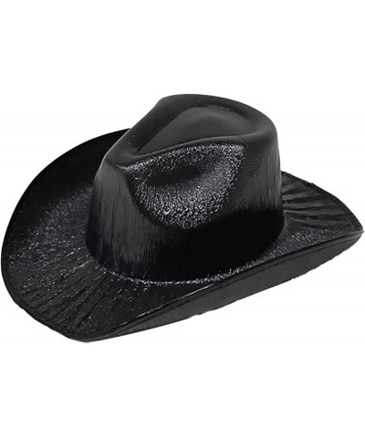 Women's Large Brim Carnival Party Fluorescent Colorful Western Bowler Hat Hat Skater Black $6.89 Cowboy Hats