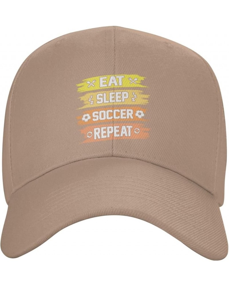 Eat Sleep Soccer Repeat Baseball Cap for Men Women Dad Hat Classic Adjustable Golf Hats Natural $13.41 Baseball Caps