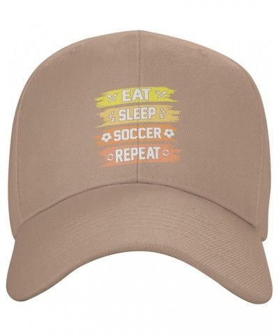 Eat Sleep Soccer Repeat Baseball Cap for Men Women Dad Hat Classic Adjustable Golf Hats Natural $13.41 Baseball Caps