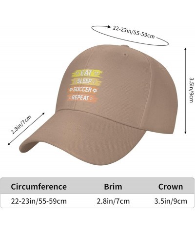 Eat Sleep Soccer Repeat Baseball Cap for Men Women Dad Hat Classic Adjustable Golf Hats Natural $13.41 Baseball Caps