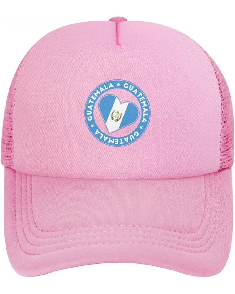 Guatemala Flag Baseball Cap Casual Man's Womans Golf Hat Adjusting Solid Color Mesh Golf Hat Pink $10.93 Baseball Caps