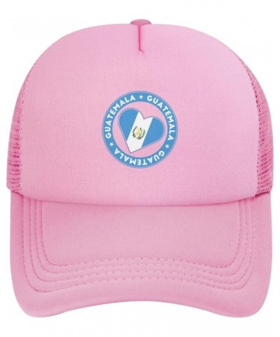 Guatemala Flag Baseball Cap Casual Man's Womans Golf Hat Adjusting Solid Color Mesh Golf Hat Pink $10.93 Baseball Caps