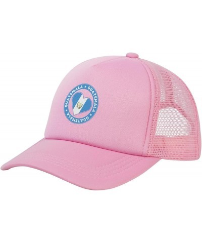 Guatemala Flag Baseball Cap Casual Man's Womans Golf Hat Adjusting Solid Color Mesh Golf Hat Pink $10.93 Baseball Caps