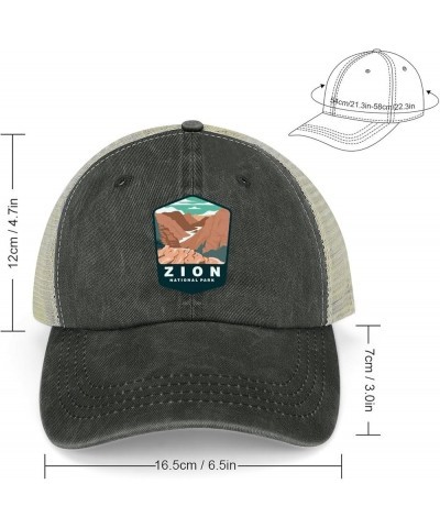 Trucker Hat Men Hiking Snapback Hat for Womens Ball Hats Trendy Zion National Park Hat Black-style $11.23 Baseball Caps