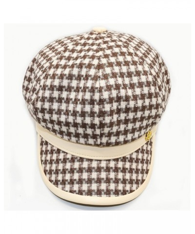 Womens Newsboy Cap French Fashion Hats Summer Cabbie Baker Boy Hat for Fall Beret Cap T1-houndstooth-beige $11.50 Newsboy Caps