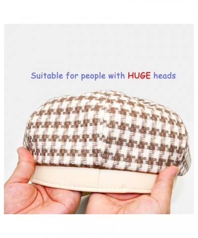 Womens Newsboy Cap French Fashion Hats Summer Cabbie Baker Boy Hat for Fall Beret Cap T1-houndstooth-beige $11.50 Newsboy Caps