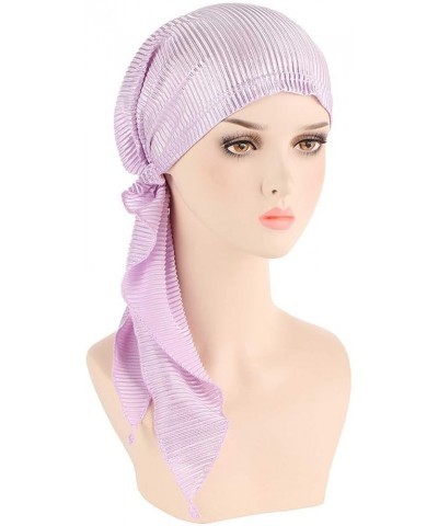 Stretch Turban Hats for Women Beaded Headscarf Winding Knot Beanie Cap Hair Wrap Pretied for Black Women Purple $5.40 Headbands