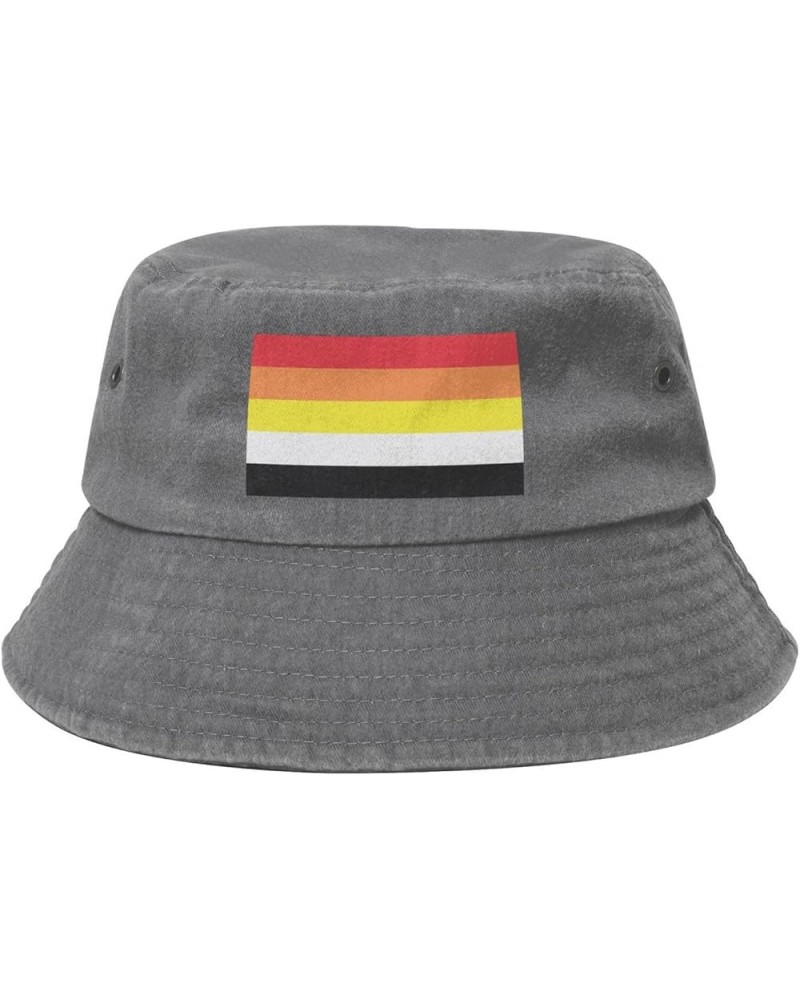 Lithsexual Flag Washed Cowboy Bucket Hat,Denim Cotton Outdoor Sun Hat Flat Top Cap for Fishing Hiking Beach Sports Gray $9.01...