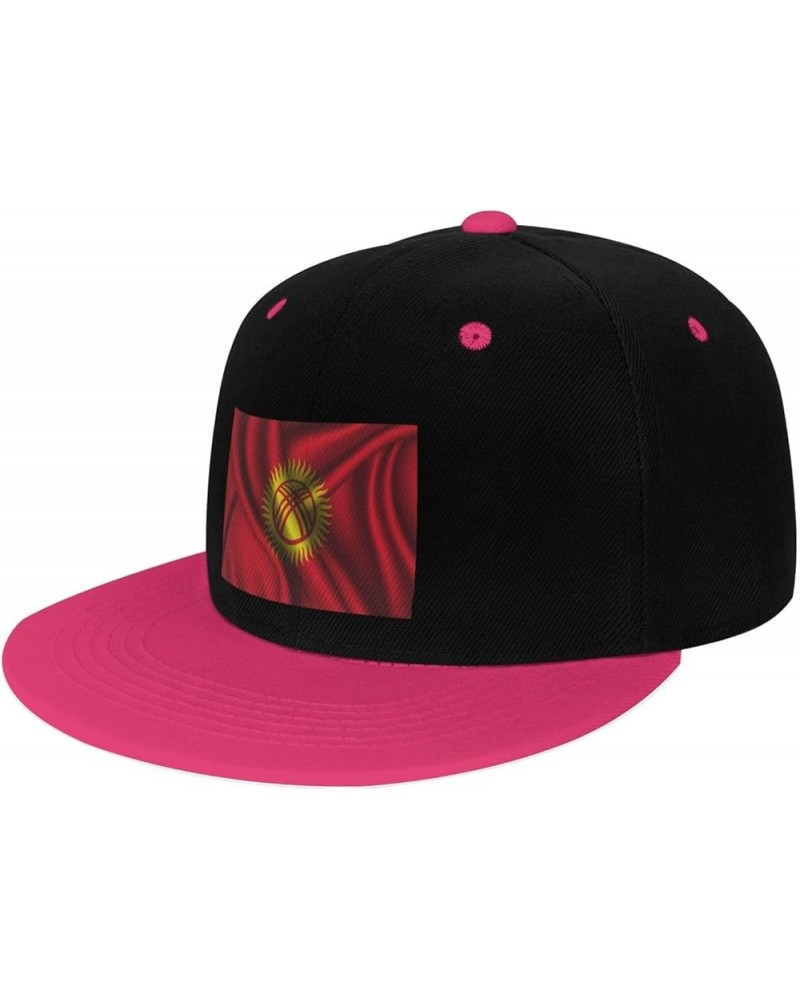 Silk Style Flag of Kyrgyzstan Snapback Hat for Men Women Baseball Cap Trucker Flat Bill Hats Dad Caps Pink $10.18 Baseball Caps