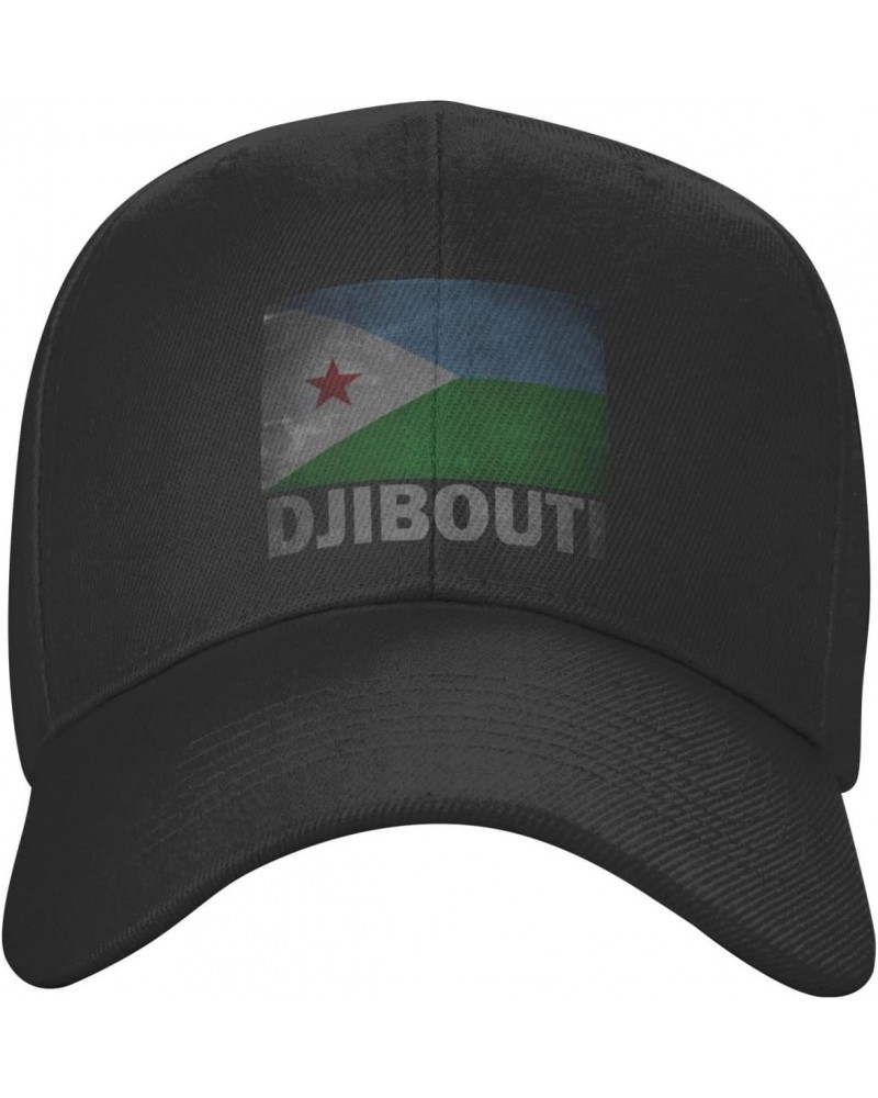 Retro Djibouti Flag Classic Duckbill Caps for Stylish Sun Protection Black $14.33 Baseball Caps