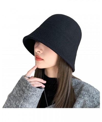 Women Winter Bucket Hat Thick Solid Color SoftUV No Brim Deep Windproof Cold Resistant Foldable Hat $20.64 Bucket Hats