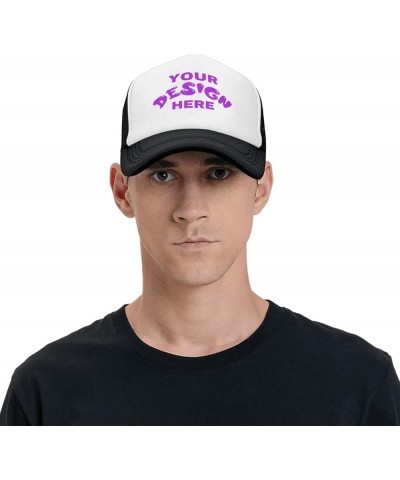 Custom Hats Add Your Custom,Custom Name Cap,Custom Hat Design Your Own Classic Mens Womens Trucker Hats Black $7.91 Baseball ...